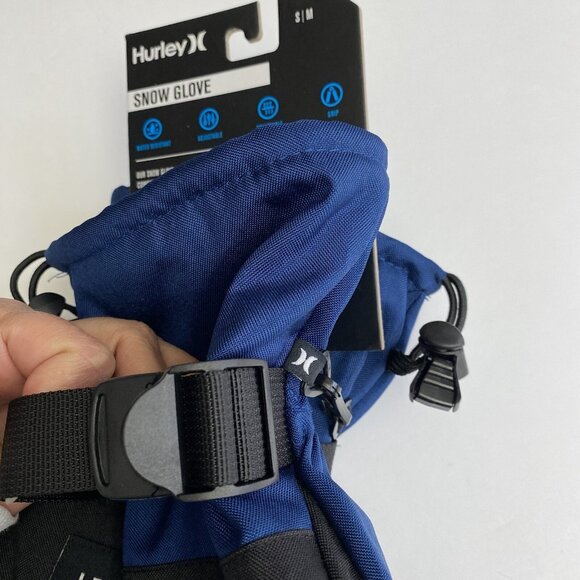 HURLEY S/M SNOW GLOVE Blue Water Resistant Adjustable Breathable Grip Unisex New - Picture 10 of 12